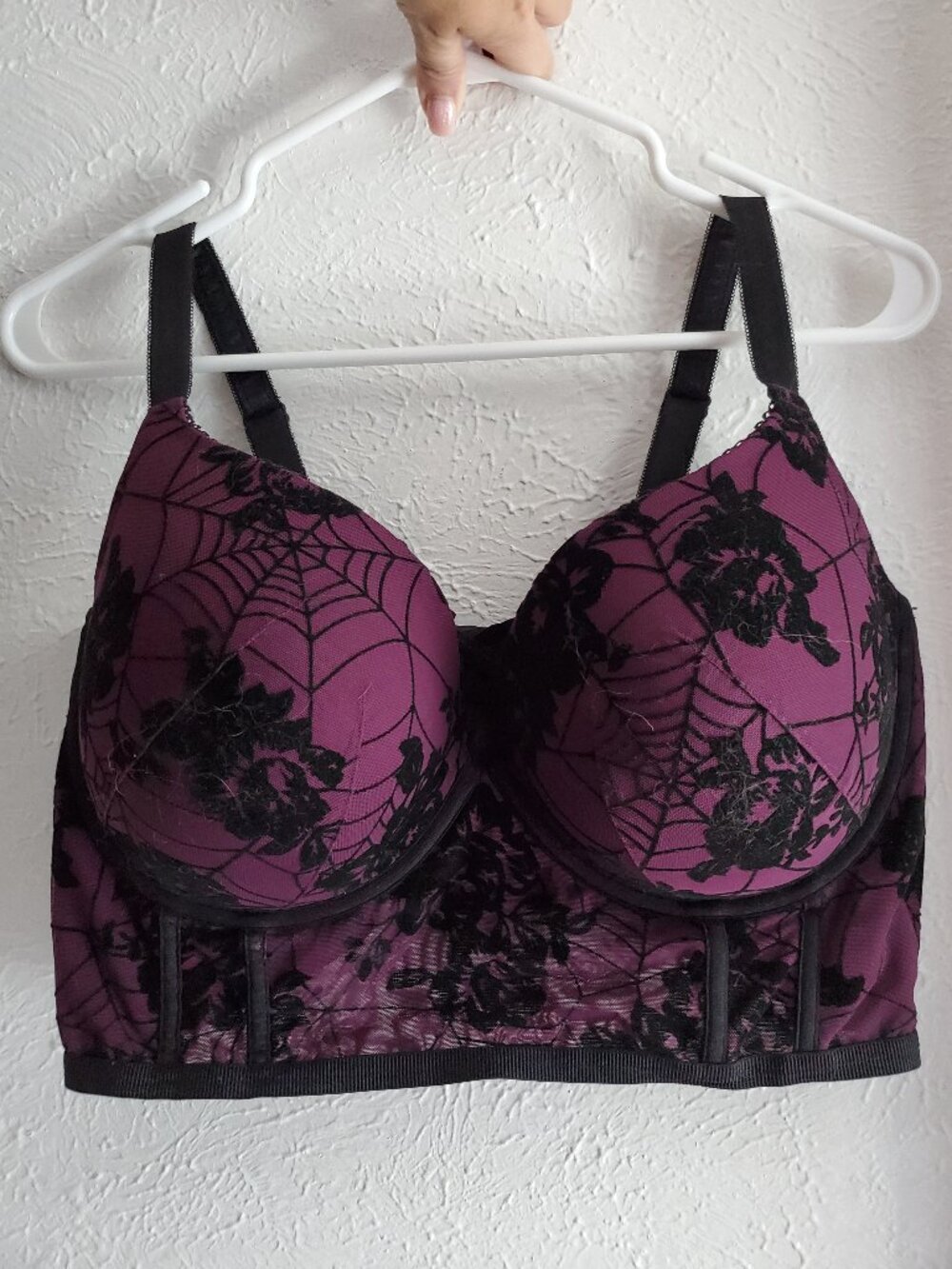 Torrid velvet Halloween spiderweb wired bustier bra
